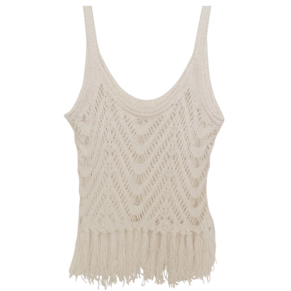 Victoria's Secret White Crochet Fringe Tank Top Boho Festival Size S - Picture 3 of 10